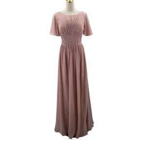 FORMAL 14 1X plus pink  mother of bride gala pleated chiffon maxi dress NEW B112